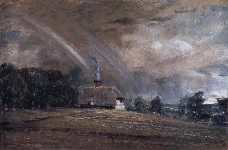 John Constable Landscape study,cottage and rainbow Germany oil painting art